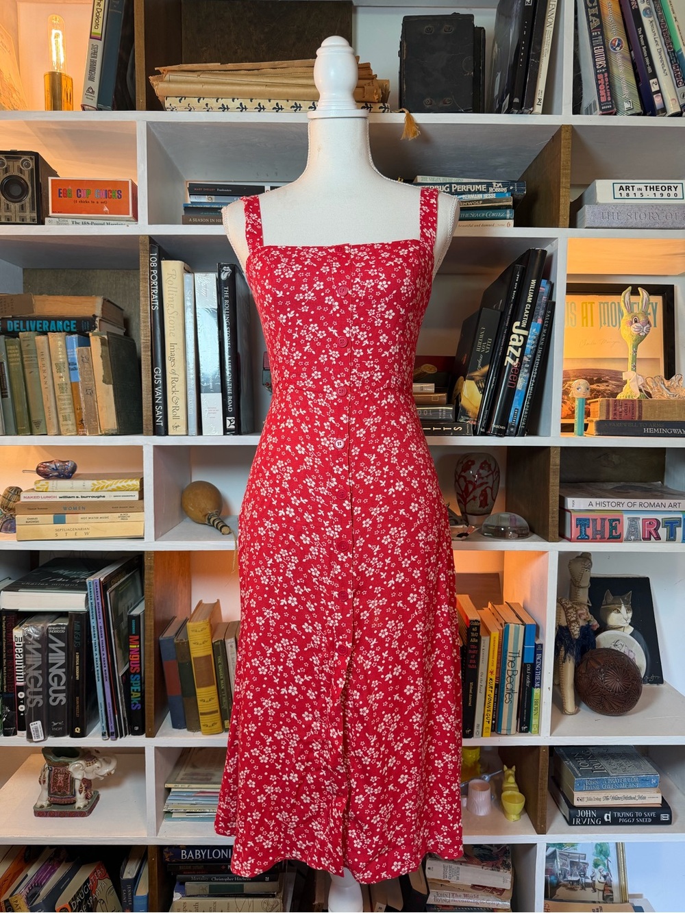 Red Floral Square-Neck Sundress